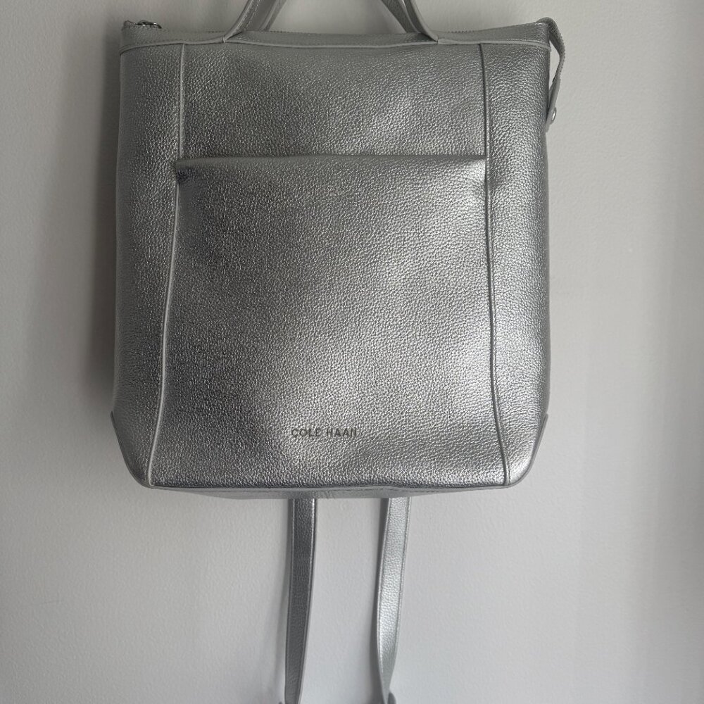Cole Haan Metallic Silver Backpack
